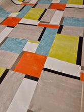 Load image into Gallery viewer, PVC Multi Blocks - Wipe Clean Table Cloth Abstract Retro Tile Orange Red Duckegg Blue Black