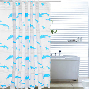 Shower Curtain Set - PEVA Dolphins Blue