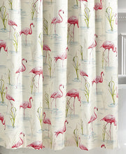 Load image into Gallery viewer, Shower Curtain Set - PEVA Flamingos Pink