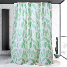 Load image into Gallery viewer, Shower Curtain Set - PEVA Feather Leaves Jungle Green