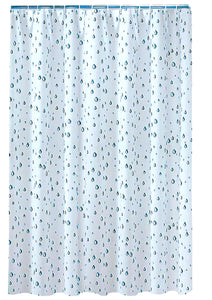 Shower Curtain Set - PEVA Raindrops Blue