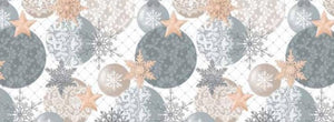 PVC Baubles White - Wipe Clean Table Cloth Snowflake Gold Silver Stars