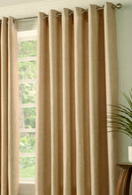 Load image into Gallery viewer, Basket Weave Natural - Eyelet / Ring Top Curtain Pair Mink Tan