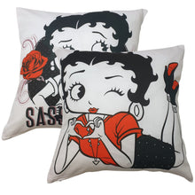 Load image into Gallery viewer, Betty Boop 'Eras' Sassy - Cushion Covers Floral Rose Red Black White