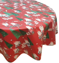 Load image into Gallery viewer, PVC Kitchen Gnomes Red - Wipe Clean Table Cloth Xmas Gonks Cooking Fir Tree White Green
