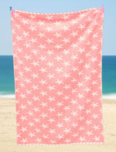 Load image into Gallery viewer, Beach Towel Starfish Coral Pink White