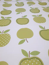 Load image into Gallery viewer, PVC Dotty Apples Green - Wipe Clean Table Cloth Polka Dot Fruit Lime