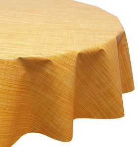 PVC Faux Linen Look Yellow - Wipe Clean Table Cloth Slubbed Mustard