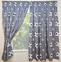 Load image into Gallery viewer, Football Grey - Curtain Pair Sports Ball Net