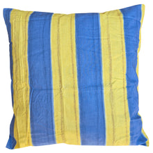 Load image into Gallery viewer, Glimpses Blue - Cushion Covers 22" Retro Yellow Stripes