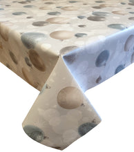 Load image into Gallery viewer, PVC Glitz Baubles Silver - Wipe Clean Table Cloth Xmas Snowflake Lace Mink Grey