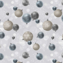 Load image into Gallery viewer, PVC Glitz Baubles Silver - Wipe Clean Table Cloth Xmas Snowflake Lace Mink Grey