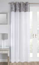 Load image into Gallery viewer, Liberty Grey - Voile Panel Eyelet Ring Top Crushed Velvet Border