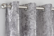Load image into Gallery viewer, Liberty Grey - Voile Panel Eyelet Ring Top Crushed Velvet Border