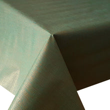 Load image into Gallery viewer, PVC Linen Look Green Gold - Wipe Clean Table Cloth Slubbed