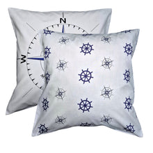 Load image into Gallery viewer, Nautical Blue - Cushion Covers Compass Ship Wheel Helm