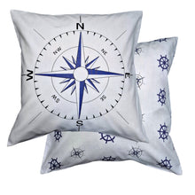 Load image into Gallery viewer, Nautical Blue - Cushion Covers Compass Ship Wheel Helm
