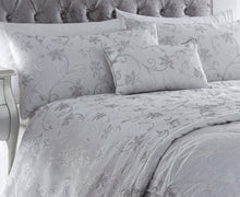 Load image into Gallery viewer, Ravina Silver - Filled Boudoir Jacquard Flower Vine Scroll Grey