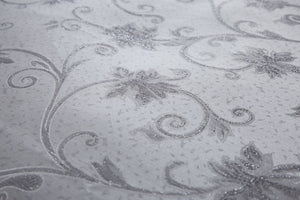 Ravina Silver Throw - Bedspread Woven Jacquard Flower Vine Scroll Grey