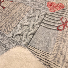Load image into Gallery viewer, Ribbon Heart Throw 130cm x 170cm - Winter Grey Red Sherpa