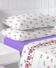 Load image into Gallery viewer, Single Bed Flannelette Sheet Set - Printed Rosebud Lilac
