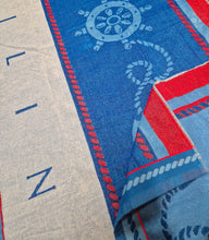 Load image into Gallery viewer, Beach Towel Sailing Nautical Blue Red Grey