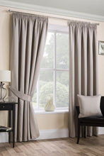 Load image into Gallery viewer, Sateen Natural - Pencil Pleat Woven Blackout Curtains Beige