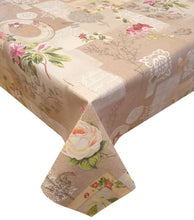 Load image into Gallery viewer, PVC Scrapbook Beige - Wipe Clean Table Cloth Vintage Shabby Chic Floral Butterfly Pink