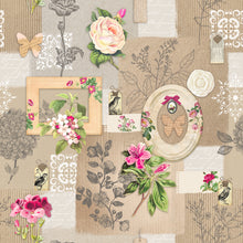Load image into Gallery viewer, PVC Scrapbook Beige - Wipe Clean Table Cloth Vintage Shabby Chic Floral Butterfly Pink