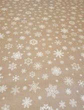 Load image into Gallery viewer, PVC Snowflake Mink - Wipe Clean Table Cloth Christmas Festive Snow Beige Latte White