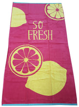 Load image into Gallery viewer, Beach Towel So Fresh Lemons Pink Yellow