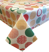 Load image into Gallery viewer, PVC Sphere Red - Wipe Clean Table Cloth Geo Circles Green Gold