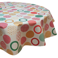 Load image into Gallery viewer, PVC Sphere Red - Wipe Clean Table Cloth Geo Circles Green Gold