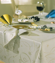Load image into Gallery viewer, Streamers Cream Gold Stars - Christmas Table Cloth Range