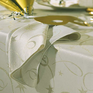 Streamers Cream Gold Stars - Christmas Table Cloth Range