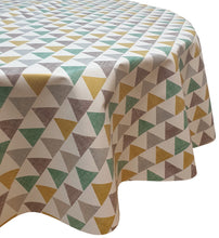 Load image into Gallery viewer, PVC Triangles Green - Wipe Clean Table Cloth Mottle Yellow Brown Beige