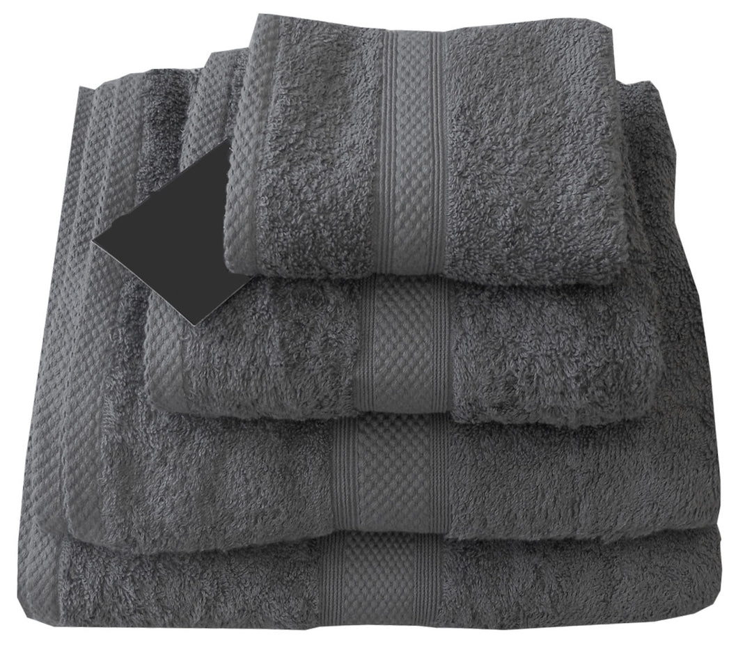 500 GSM Charcoal - 100% Cotton Towels Bubble Border Slate Grey