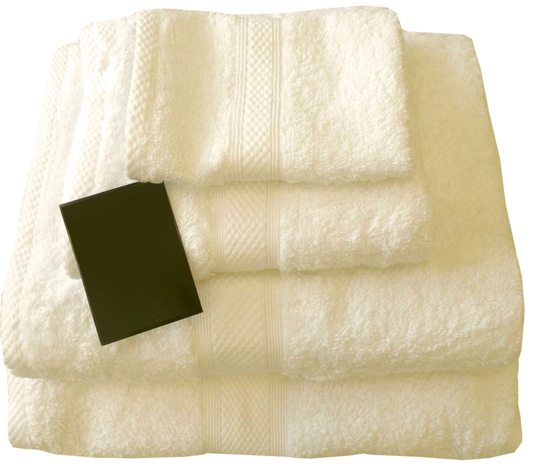 500 GSM Cream - 100% Cotton Towels Bubble Border