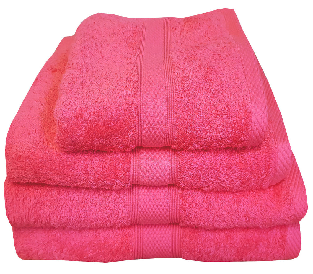 500 GSM Pink - 100% Cotton Towels Bubble Border