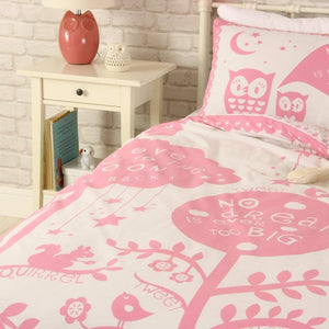 Woodland Friends Pink - Single Bed Duvet Cover Set