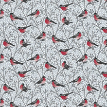 Load image into Gallery viewer, PVC Robin Grey - Wipe Clean Table Cloth Birds Polka Dot Branch