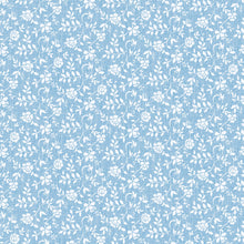 Load image into Gallery viewer, PVC Rosita Flower Blue - Wipe Clean Table Cloth Floral Vine Leaf Duckegg White