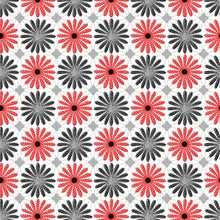 Load image into Gallery viewer, PVC Shasta Daisy Red - Wipe Clean Table Cloth Lace Flower Print Silver Black