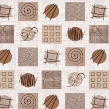 Load image into Gallery viewer, PVC Retro Circles Brown - Wipe Clean Table Cloth Abstract Shapes Grid