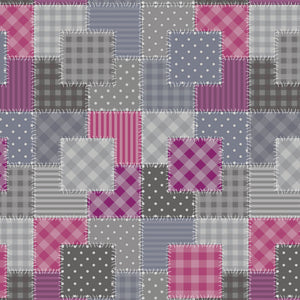 PVC Stitch Patch Purple - Wipe Clean Table Cloth Polka Dot Stripes Gingham Check Pink Charcoal Grey