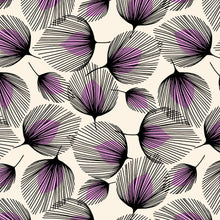 Load image into Gallery viewer, PVC Feathers Purple - Wipe Clean Table Cloth Leaf Print Cream Black