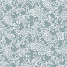 Load image into Gallery viewer, PVC Fleur Lace Blue - Wipe Clean Table Cloth Printed Floral Net