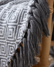 Load image into Gallery viewer, Ascot Charcoal Throw 130cm x 170cm - Geometric Diamond White Grey Weave