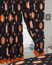 Load image into Gallery viewer, Bitcoin - 66x72" Curtains Cryptocurrency Eat Sleep Mine Repeat Black Orange