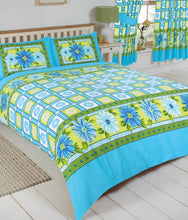 Load image into Gallery viewer, Daisy Check Azure - Duvet Cover Set Flower Check Blue Green